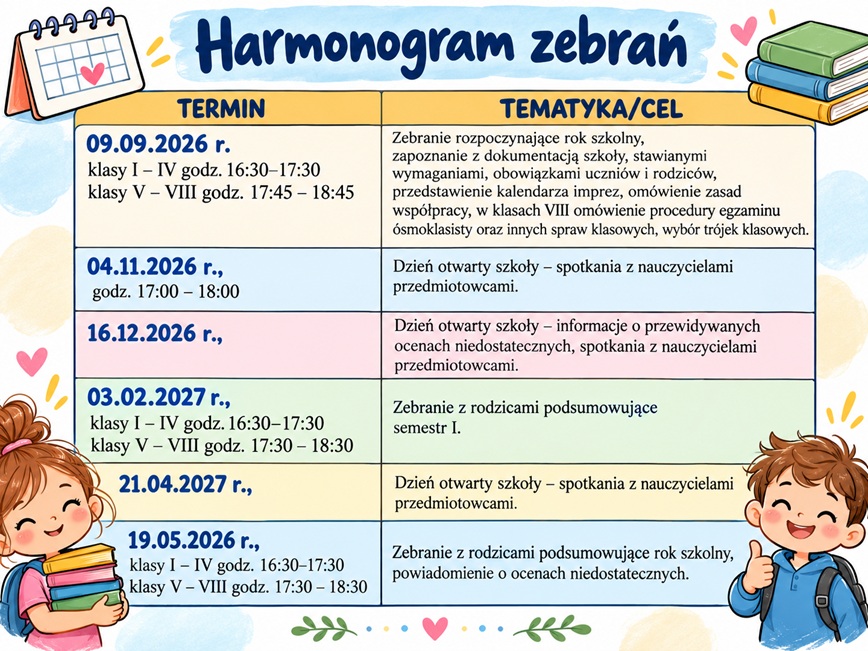 harmonogram zebrań 2026